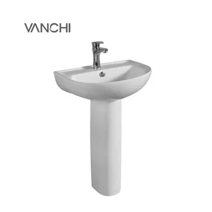 Hotel Design Sanitary Ware Bathroom Pedestal Hand Wash Basin Laboratory Ceramic Sinks