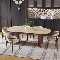 Französischer Mittelalterlicher Stil Steinplatte Esstisch Retro Ovaler Holztisch Esszimmermöbel Antik Luxuriös