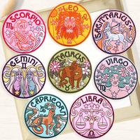 Écussons thermocollants ou à coudre personnalisés en polyester avec signes du zodiaque de dessin animé pour vêtements, sacs, chapeaux, artisanat DIY, broderie