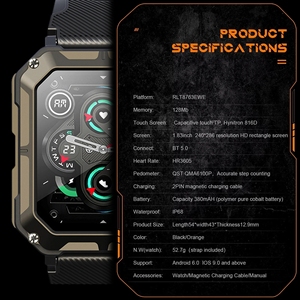 Nouveautés Montre connectée C20 Pro 1,83 pouces Appel BT Modes sportifs Batterie longue durée Étanche IP68 Montres pour hommes PK Montre connectée C20 9 - Product Image 4