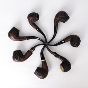 Nhiều loại tẩu thuốc lá bằng gỗ chạm khắc thủ công, hình dạng khác nhau, tẩu thuốc bằng gỗ mun, logo tùy chỉnh - Product Image 2