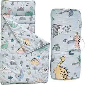 Sac de couchage personnalisé pour garçons et filles, dinosaures, tapis de sieste pour enfants avec oreiller et couverture pour la maternelle et la garderie - Product Image 4