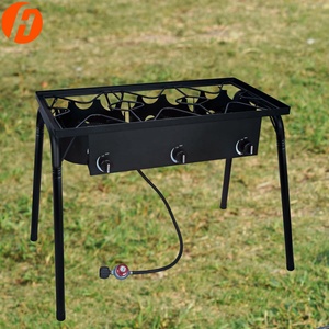 3 bruciatori da campo all'aperto ad alta pressione regolatore PSI regolabile propano e tubo intrecciato in acciaio 4ft con gambe rimovibili - Product Image 6