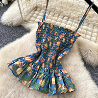 Ensemble 2 pièces pour femmes, haut en camisole smocké d'été et jupe midi en tulle à volants taille haute, tenues décontractées pour le travail