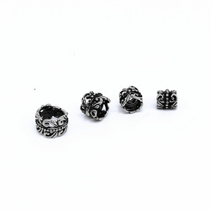 Perles d'espacement rondes vintage en acier inoxydable yunnique pour la fabrication de bracelets et la création de bijoux - Product Image 1