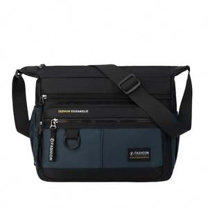 Men's Versatile Mailman <b>Bag</b> Casual Double Buckle <b>Crossbody</b> with Logo Flip Cover Contrasting Color Fashionable Shoulder <b>Bag</b> - Product Image 1