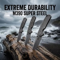 Couteau pliant en acier M390 de qualité supérieure, titane, usiné CNC, couteau de poche EDC avec système à roulement à billes