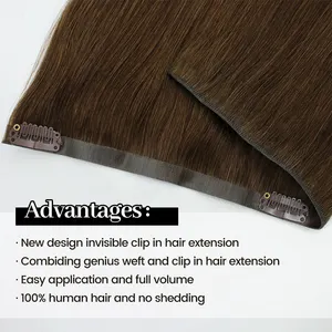 New Releases Hair Extensions Clip-in 100Human Hair Clip On Seamless Invisible Genius Clip In Hair Extensions