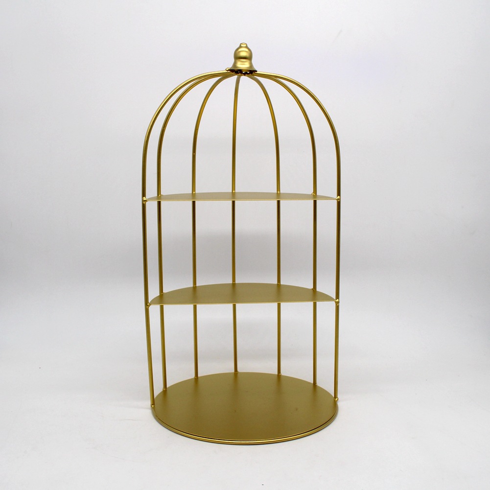 Wrought Iron Bird Cage Dessert Stand Wedding Decoration Multi-Layer 4Tier Red Modern Metal Wedding Cake Stand Set