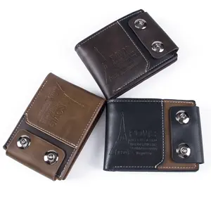 Men's Two-Tone Patchwork Button Wallet with Precision Stitching Luxurious Design Advanced Embossing Technology Men's Wallet