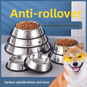 Large Diameter <strong>Round</strong> Rubber Bottom Non-Slip Anti-Spill Cat <strong>Dog</strong> Food <strong>Bowl</strong> Multiple Sizes - Product Image 1