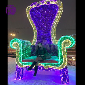 Large Illuminated Santa Throne <b>Lights</b> for Shopping Mall Christmas Decoration - Product Image 4