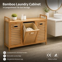 Cesto de Roupa Suja Cedar Space com 3 Seções, Grande Capacidade, Certificado Natural, Cesto Organizador de Roupas com Prateleira e 3 Sacos