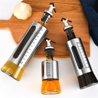 Distributeur d'huile d'olive et de vinaigre en acier inoxydable 250 ml avec bouchon verseur hermétique et design gravé à l'acide