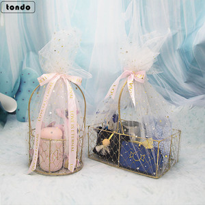 Tondo New wedding gift Basket lacquered gold metal basket wedding gift box