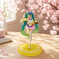Figurine personnalisée en PVC de fille lapin avec panier et cheveux turquoise, jouet d'art fantastique de collection, statue de présentation, fabricant OEM ODM