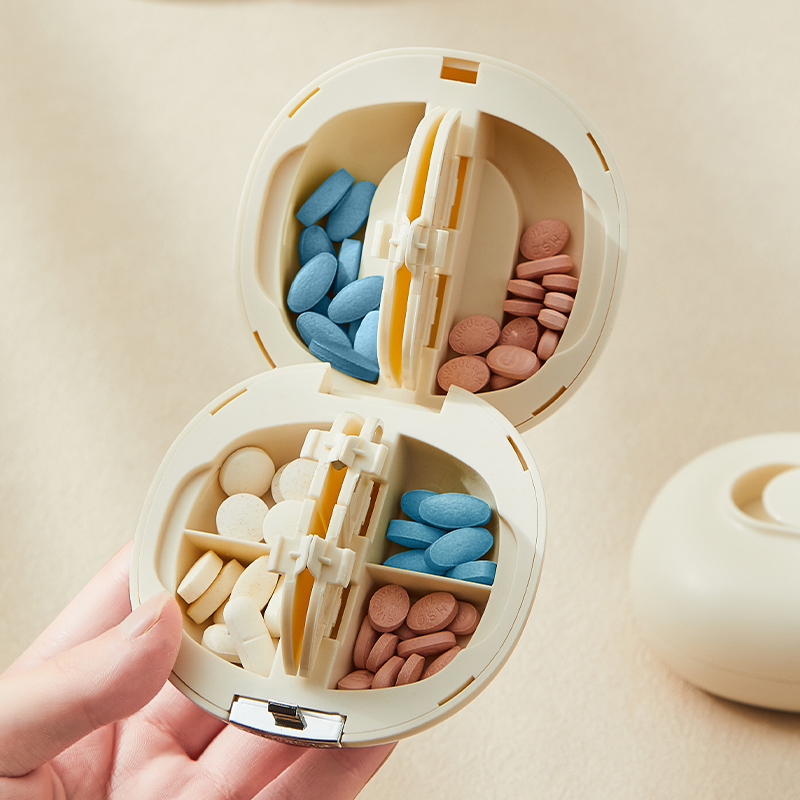 Circular Medicine Storage Box for Cutting for Organizing Medications