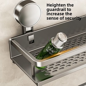 Estante de aluminio de lujo moderno para baño, estante de almacenamiento de drenaje con ventosa montada en la esquina para artículos de tocador - Product Image 3