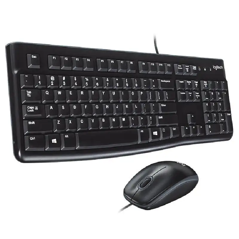 Black logitech mk120 teclado com fio usb, e mouse, conjunto de computador em casa e notebook universal, mouse e teclado