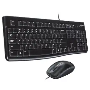 Logitech Set Keyboard dan Mouse USB Hitam, Set Keyboard dan Mouse USB Berkabel MK120 untuk Rumah dan Kantor, Komputer, Notebook, Set Mouse Universal