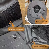 Sombrero de Protección Solar WRELS, Sombrero Deportivo de Ala Ancha, Transpirable e Impermeable con Máscara Facial, de Secado Rápido, para Pesca