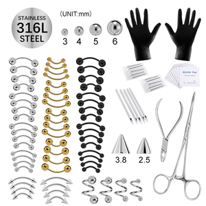 Tamaño personalizado DIY de acero inoxidable chapado en oro pendientes de tuerca bola hilo interno pendientes nariz labio moda Piercing joyería - Product Image 1