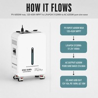 Générateur solaire à onde sinusoïdale pure 6200W, stockage d'énergie tout-en-un 5120Wh LiFePO4, charge rapide 4000W, 6000 cycles