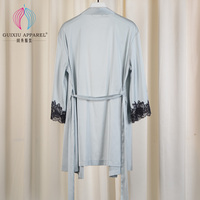 Robes courtes en Satin de soie pour femmes, dentelle pour dormir, longueur mollet, pantalon avec cordon imprimé, vente en gros,