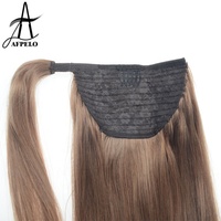 Extensions naturelles de queue de cheval en cheveux brésiliens, queue de cheval humide et ondulée en cheveux humains echthaar