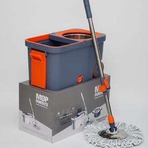 Juego de fregona giratoria de microfibra con cubo de doble accionamiento, manos libres, rotación de 360 grados, ruedas, varilla de acero inoxidable que ahorra esfuerzo - Product Image 1