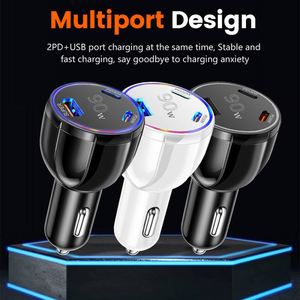 90W USB+2PD Magnetic Fireproof Car Charger Three-Port Fast Mobile Charger for Vehicles - Product Image 4