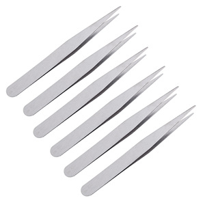 Pinzas de acero inoxidable con puntas puntiagudas y curvadas, 12,5 cm, para decoración de uñas, plantas suculentas, diario, depilación, 1 mm, para - Product Image 5