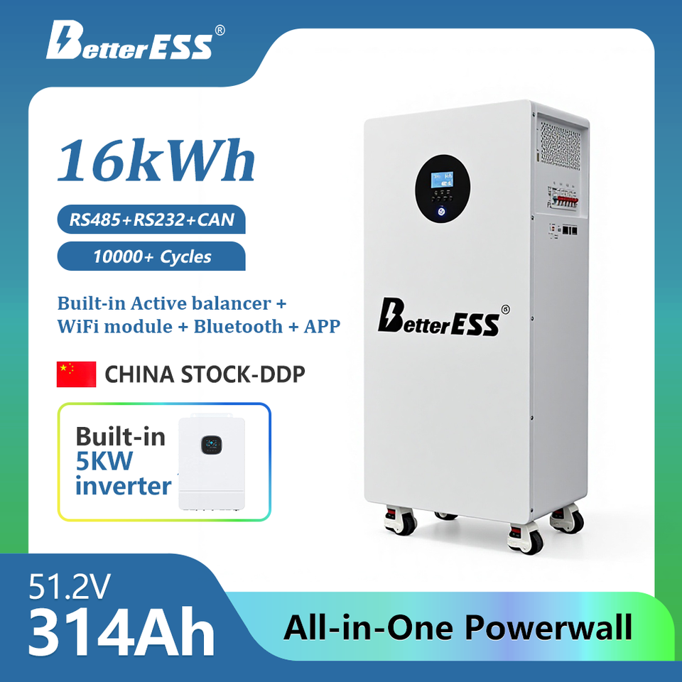 314ah Module 4nrgy Pl-16kWh Built-in 5KW Inverter 51.2V 314Ah All in One +Active ...