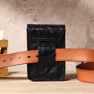 Bolso cruzado de cuero genuino para hombre, color negro sólido, duradero, informal, para exteriores, primavera 2023 - Product Image 4