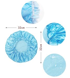 Bonnets <span class=keywords><strong>de</strong></span> douche réglables Extra Large mise à niveau Double couches imperméables <span class=keywords><strong>bonnet</strong></span> <span class=keywords><strong>de</strong></span> cheveux bonnets <span class=keywords><strong>de</strong></span> <span class=keywords><strong>bain</strong></span> chapeau <span class=keywords><strong>de</strong></span> douche femmes filles Protection des cheveux - Product Image 5