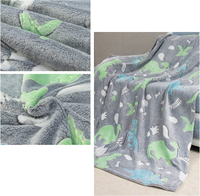 Couverture lumineuse en flanelle motifs de dinosaures brillant dans le noir flanelle lumineuse nuit de noël enfants couverture magique