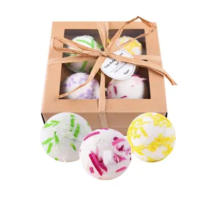 Etiqueta personalizada Handmade Kit Bomba de Banho 45g * 3 pcs Banho Confetti Com Óleo Essencial Manteiga Bath Creamer Para Cuidados Com O Corpo