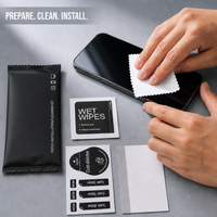Kit d'installation de protection d'écran avec lingettes humides, absorbeur de poussière et chiffon en microfibre pour téléphone portable OEM