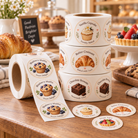 Autocollants d'étanchéité personnalisés pour emballages de boulangerie, étiquettes adhésives imperméables en rouleau, autocollants ronds avec logo pour boîtes de pain, gâteaux, biscuits et desserts