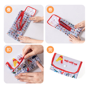 Foldable Cosmetic Bag Cute Cartoon Design Large Capacity Portable Hand Held Eco Friendly Shopping Storage Bag - Product Image 2
