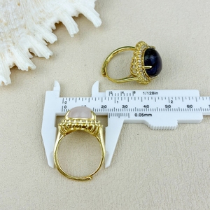 Anillo de Piedra Natural con Baño de Oro de 18K, Joyería de Moda, Anillos de Cristal de Amatista y Circonio para Mujer, Fiesta, Aniversario, Venta Directa de Fábrica - Product Image 4