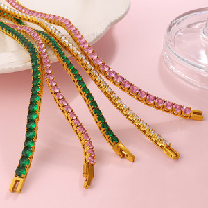 Tennis <b>Bracelet</b> For Women Zinc Alloy Channel Setting Zircon <b>Ball</b> Chain Party Jewelry Set - Product Image 3