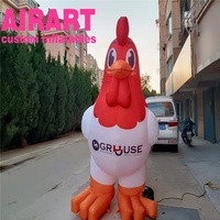 Coq gonflable de 2 mètres de haut pour les décorations de la rue des fêtes, ballon gonflable modèle Big Chicken