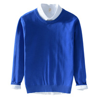 Sweat-shirt décontracté pour homme, col rond, manches longues, sans capuche, tricot fin, pur coton, hauts pour homme
