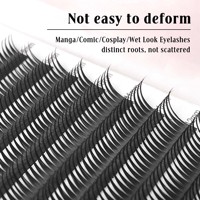 CoMango Manga Wet Spikes Extensiones de Pestañas Tipo Wispy para Cosplay, Fans Premade con Base Plana 8-15mm Curva C/D/L, Proveedor de Pestañas