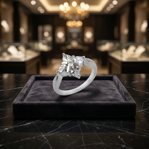 Famous Designer Silver <b>Ring</b> with Cubic Zirconia Gemstone Elegant <b>Crystal</b> Jewelry - Product Image 2