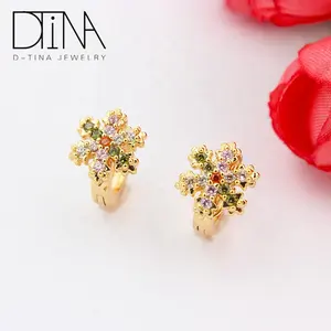DTINA 结晶雪花耳环女性土耳其珠宝花式设计镀金边框耳环工厂