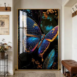 Decoración de Hogar de Lujo al por Mayor, Personalizable, Impresión HD de Mariposas, Arte Mural de Porcelana de Cristal, Murales LED - Product Image 2
