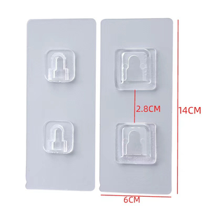 Sans poinçon solide sans couture Double rangée boucle en plastique mural support Transparent attache collant crochet de suspension - Product Image 1