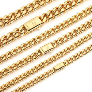 Catena Cubana Personalizzata NUOYA in Acciaio Inox, Gioielli Hip Hop Placcati <span class=keywords><strong>Oro</strong></span> 18K e Argento, Stile Miami per Uomo - Product Image 5